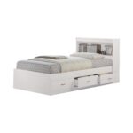 Hodedah Twin-Size Captain Bed with 3-Drawers and Headboard in