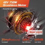 Electric Bike 750W 48V Mountain Ebikes 26" with 13AH Removable