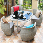 Outdoor rattan chair storage table and chair five-piece set