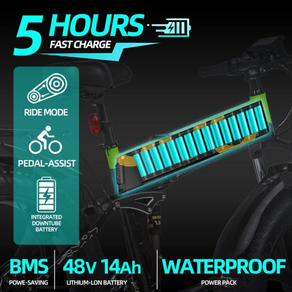 26-inch Fat tire Electric Bicycle 48V 1000W Motorcycle Snow