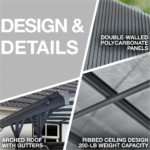 19-Ft. x 10-Ft. Arch-Roof Carport with Polycarbonate Roof Panels