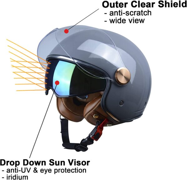 BEON Open Face Motorcycle Helmet for Adults