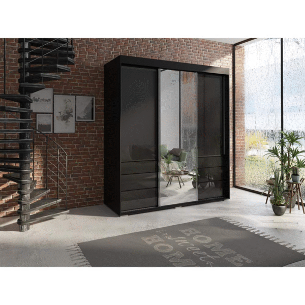 Monaco 3 Door Modern 71" Wardrobe with Mirror