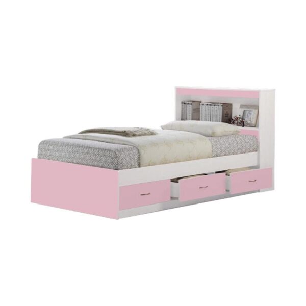 Hodedah Twin-Size Captain Bed with 3-Drawers and Headboard in