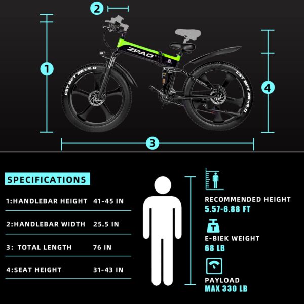 26-inch Fat tire Electric Bicycle 48V 1000W Motorcycle Snow