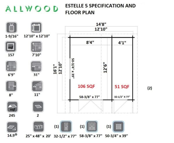 Estelle 5 | 157 SQF Cabin Kit
