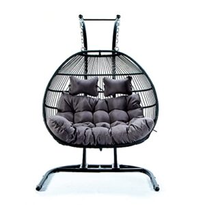 Double Hanging Egg Chair Swing - Hanging Wicker Rattan Swing