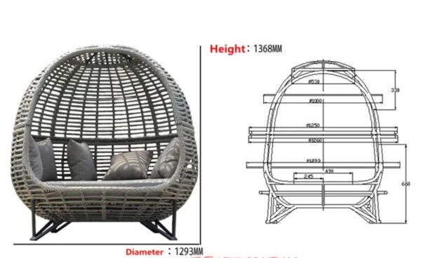Metal frame with Wicker Patio Sunbed