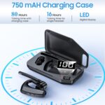 Bluetooth Headset V5.2 Wireless Bluetooth Earpiece with 750mAH Charging Case 80Hrs Talktime Wireless Headset with CVC8.0 Dual Mic Noise Canceling for iPhone Cellphone Trucker Work