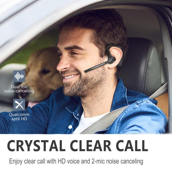 Bluetooth Headset V5.2 Wireless Bluetooth Earpiece with 750mAH Charging Case 80Hrs Talktime Wireless Headset with CVC8.0 Dual Mic Noise Canceling for iPhone Cellphone Trucker Work
