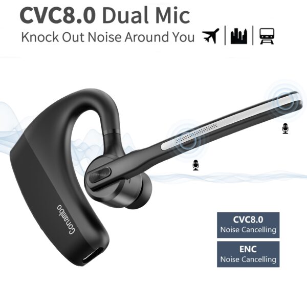 Bluetooth Headset V5.2 Wireless Bluetooth Earpiece with 750mAH Charging Case 80Hrs Talktime Wireless Headset with CVC8.0 Dual Mic Noise Canceling for iPhone Cellphone Trucker Work