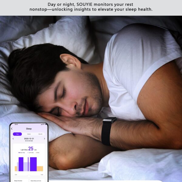 Smart Bracelet for Men Women, Health Activity Fitness Trackers, 24H Sleep Tracker, 24/7 Continuous Heart Rate/Blood Pressure/HRV/Stress Monitor, 170+ Sports Modes Smart Wristband with Free APP 2 Bands