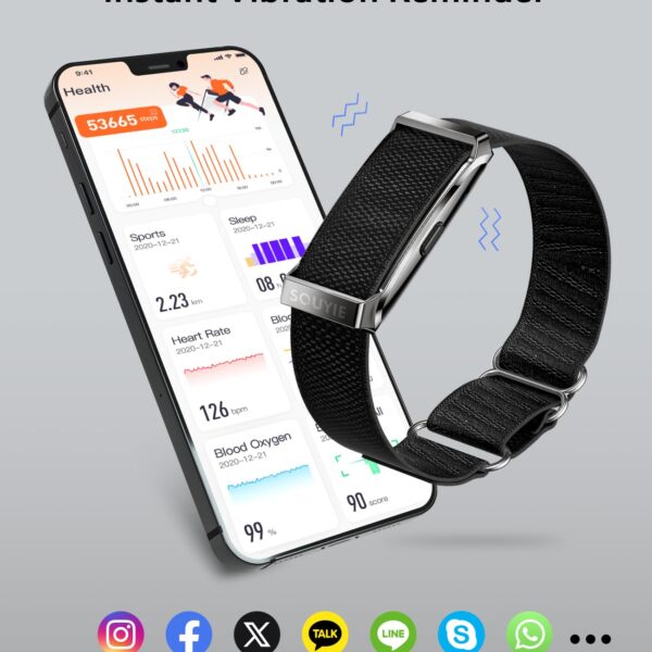 Smart Bracelet for Men Women, Health Activity Fitness Trackers, 24H Sleep Tracker, 24/7 Continuous Heart Rate/Blood Pressure/HRV/Stress Monitor, 170+ Sports Modes Smart Wristband with Free APP 2 Bands
