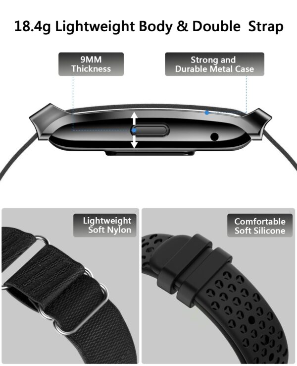 Smart Bracelet for Men Women, Health Activity Fitness Trackers, 24H Sleep Tracker, 24/7 Continuous Heart Rate/Blood Pressure/HRV/Stress Monitor, 170+ Sports Modes Smart Wristband with Free APP 2 Bands