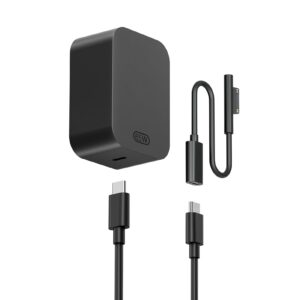 65W Charger for Microsoft Surface Pro 11, 10, 9, 8, 7+, 7, X, 6, 5, 4, 3, 2-in-1 Power Adapter for Windows Surface Laptop 7/6/5/4/3/2/1, Go Tablet, Book 3/2/1, 6.6ft USB-C Cable, Original Quality