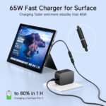 65W Charger for Microsoft Surface Pro 11, 10, 9, 8, 7+, 7, X, 6, 5, 4, 3, 2-in-1 Power Adapter for Windows Surface Laptop 7/6/5/4/3/2/1, Go Tablet, Book 3/2/1, 6.6ft USB-C Cable, Original Quality