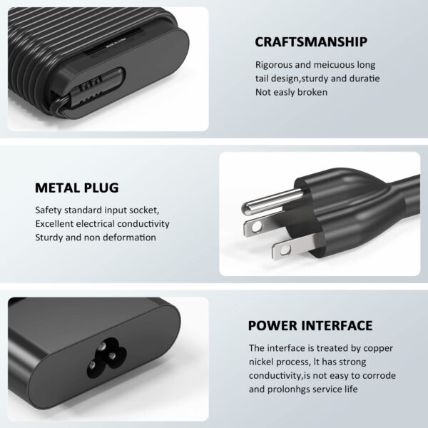 130W USB C Laptop Charger Compatible with Dell Precision 5530 5550 5560 5570 5750 5760 5770,Latitude 5401 5411 5501 5511 5520,XPS 15 17 9575 9500 9700 DA130PM170 HA130PM170 0K00F5 Computer Power Cord